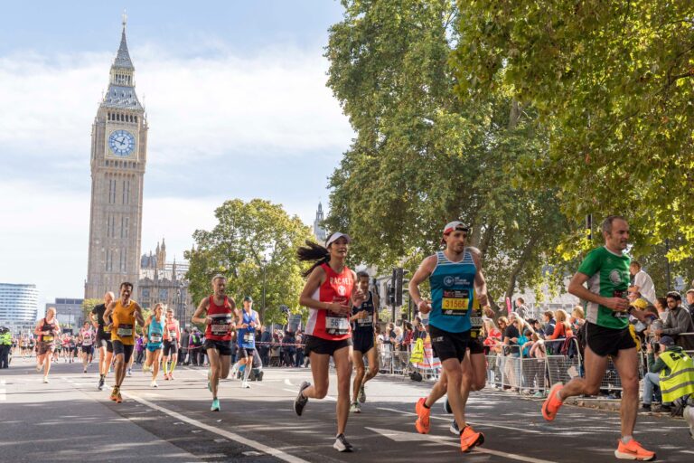 TCS London Marathon 2022 takes place today. Runners run past Houses of Parliament at Westminster. Some ran the course in crazy costumes. Image shot